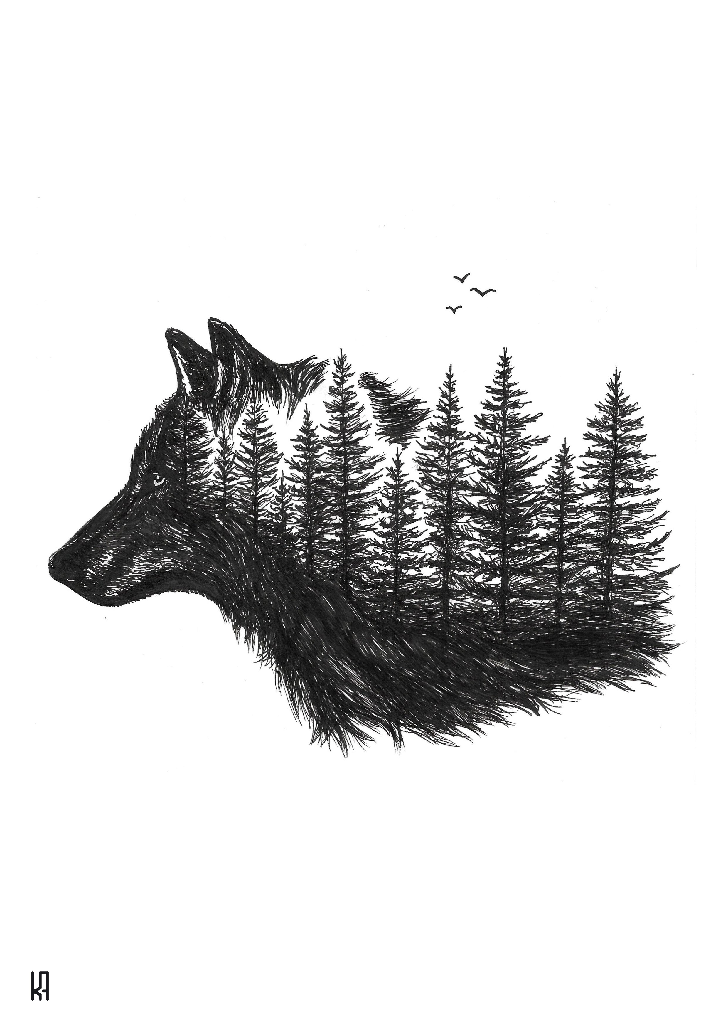 Forest Wolf Print