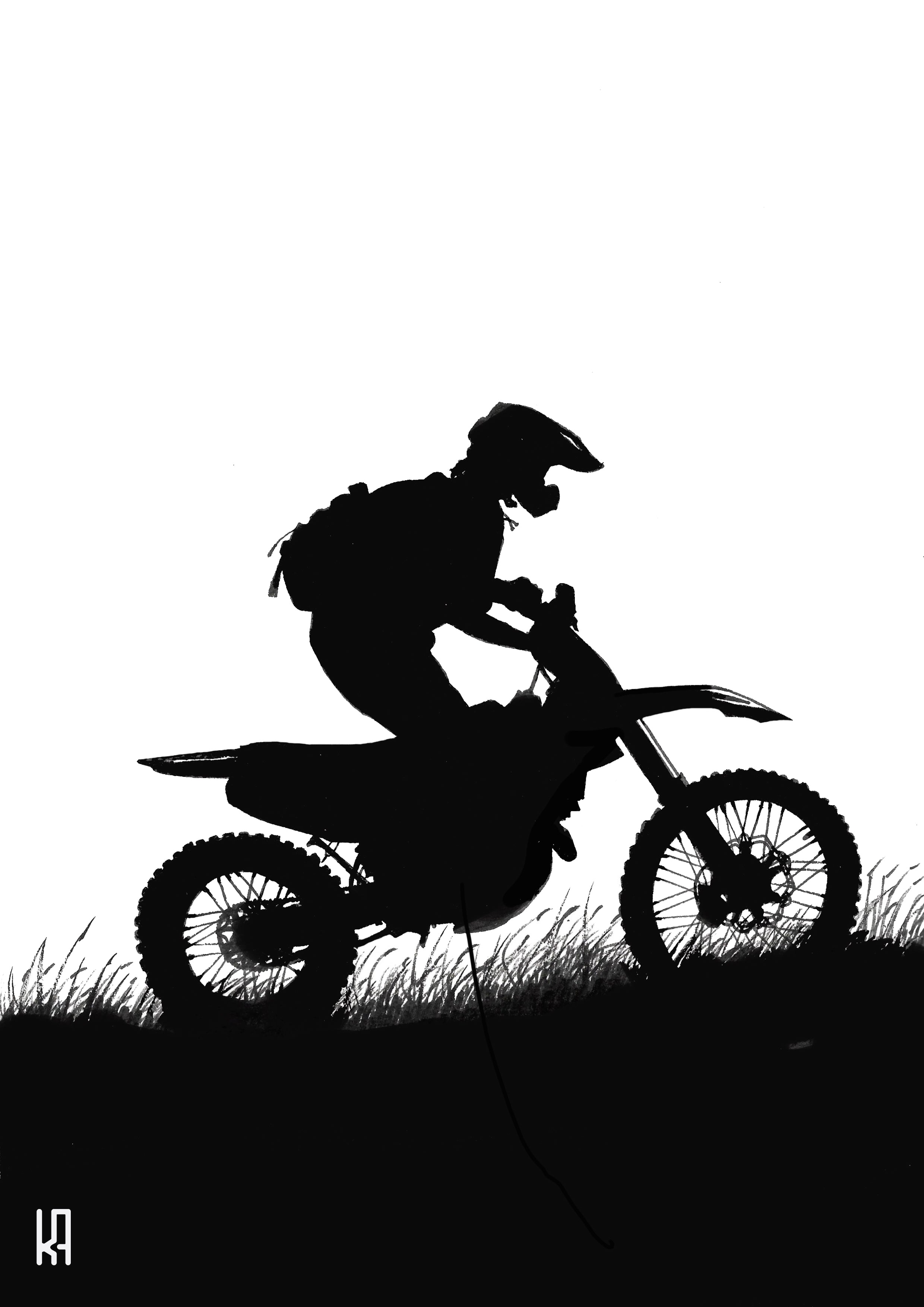 Biker in the Field Print