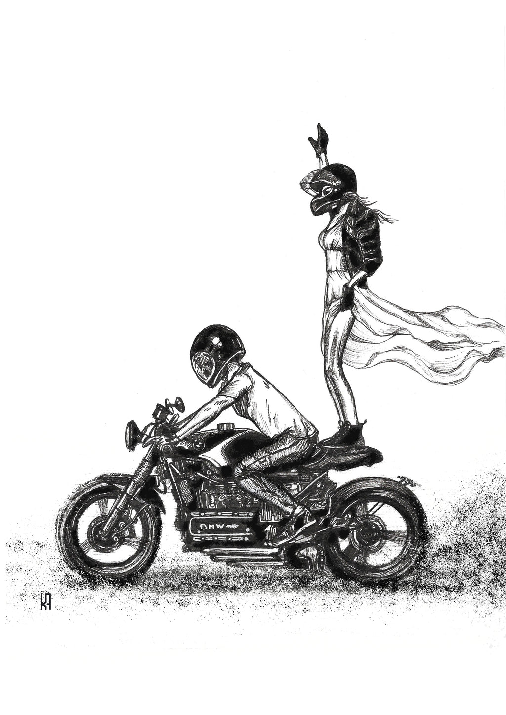 Couple on Wheels Print