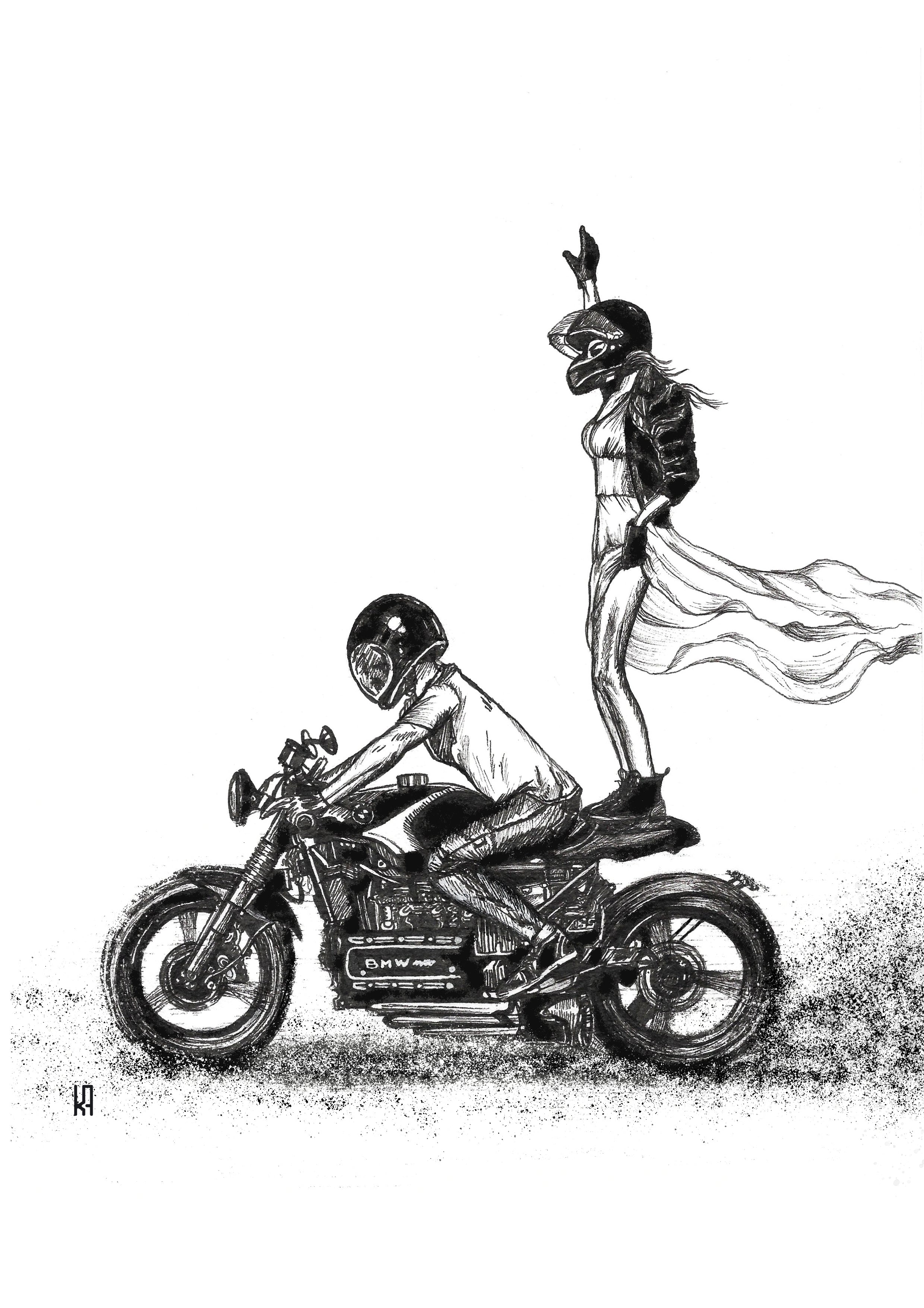 Couple on Wheels Print