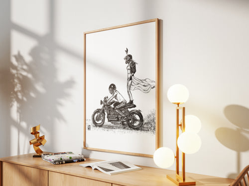 Couple on Wheels Print