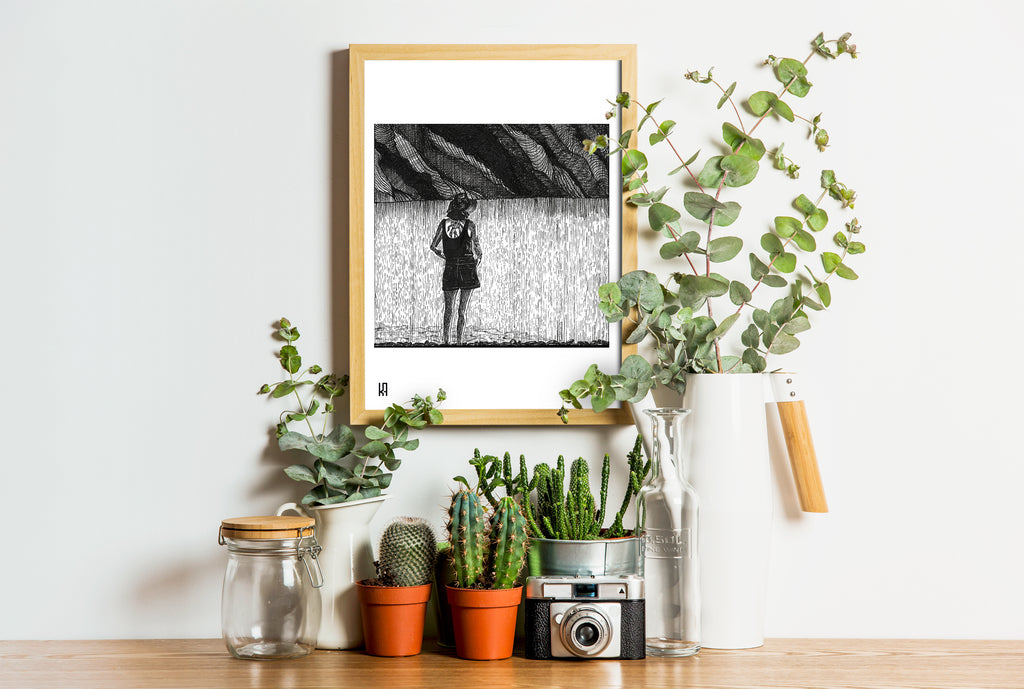 הדפס אישה באגם