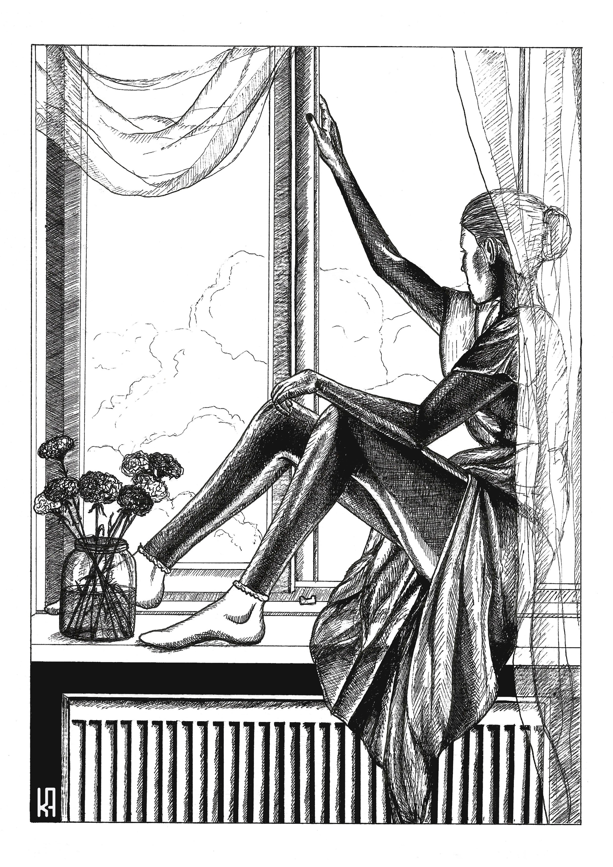 Noa's Window Lady Print